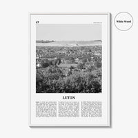 Luton Print Black and White, Luton Wall Art, Luton Poster, Luton Photo, Luton Wall Décor, Luton Map, England