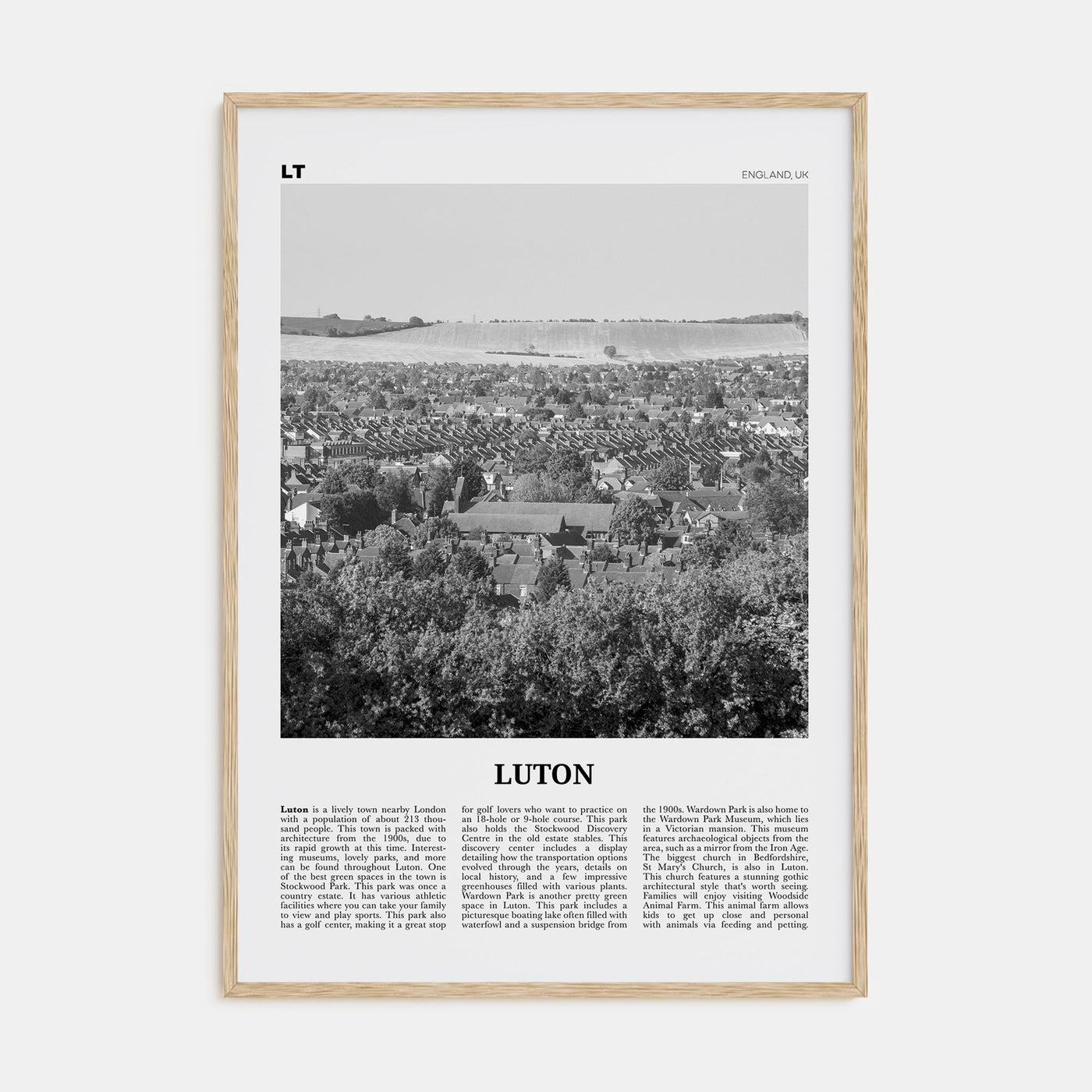 Luton Travel B&W Poster