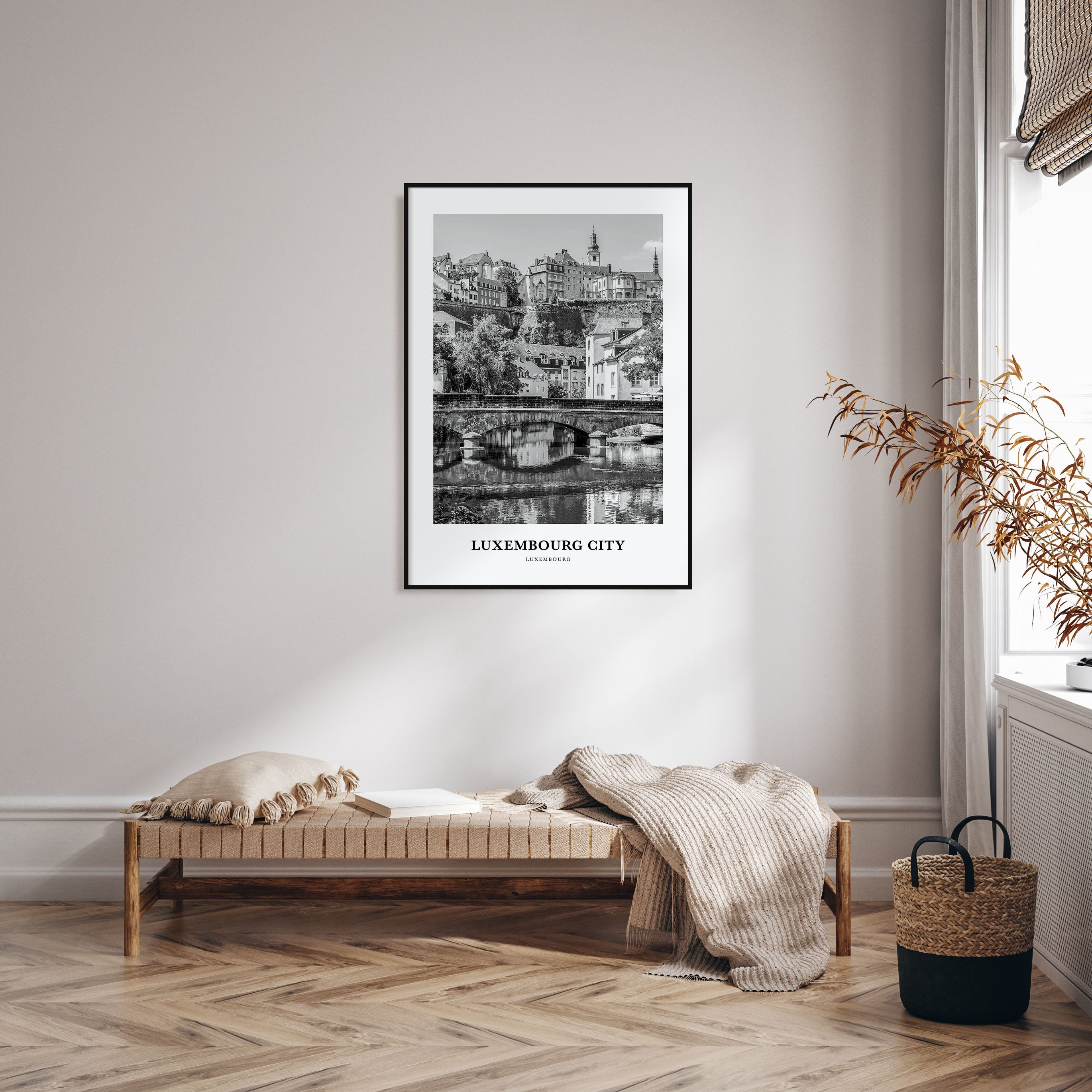 Luxembourg City Portrait B&W Poster