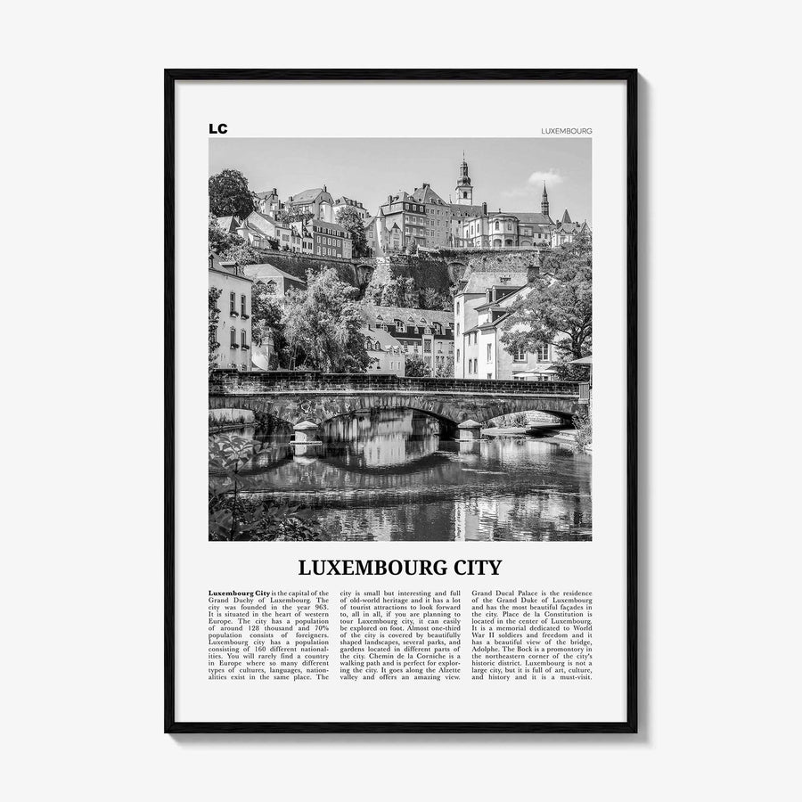 Luxembourg City Print Black and White, Luxembourg City Wall Art, Luxembourg City Poster, Luxembourg City Photo, Luxembourg City Wall Décor