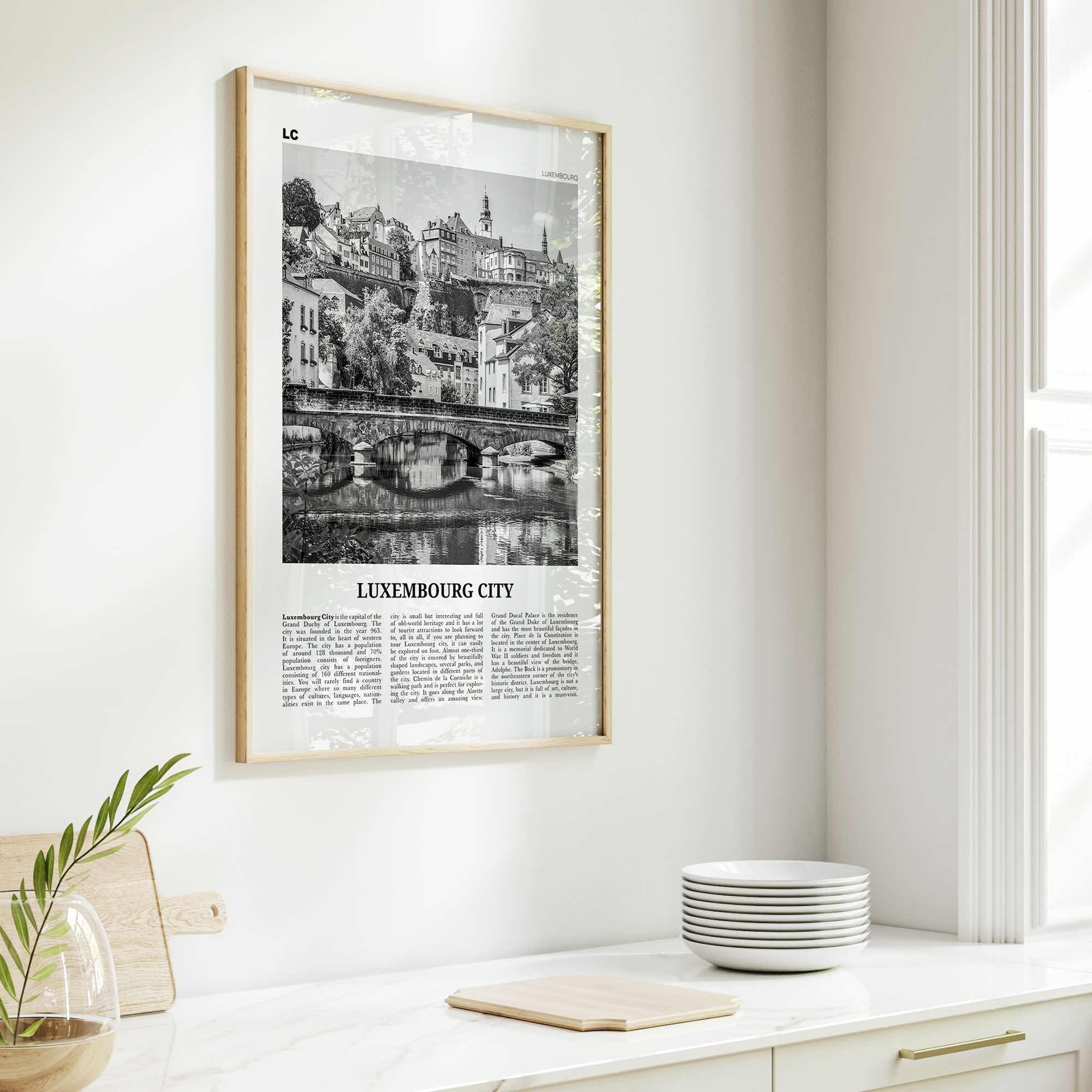 Luxembourg City Print Black and White, Luxembourg City Wall Art, Luxembourg City Poster, Luxembourg City Photo, Luxembourg City Wall Décor