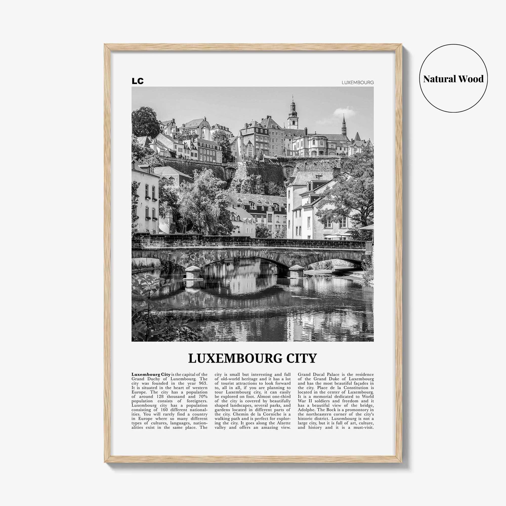 Luxembourg City Print Black and White, Luxembourg City Wall Art, Luxembourg City Poster, Luxembourg City Photo, Luxembourg City Wall Décor