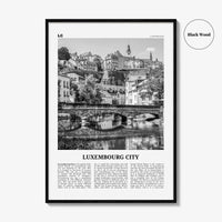 Luxembourg City Print Black and White, Luxembourg City Wall Art, Luxembourg City Poster, Luxembourg City Photo, Luxembourg City Wall Décor