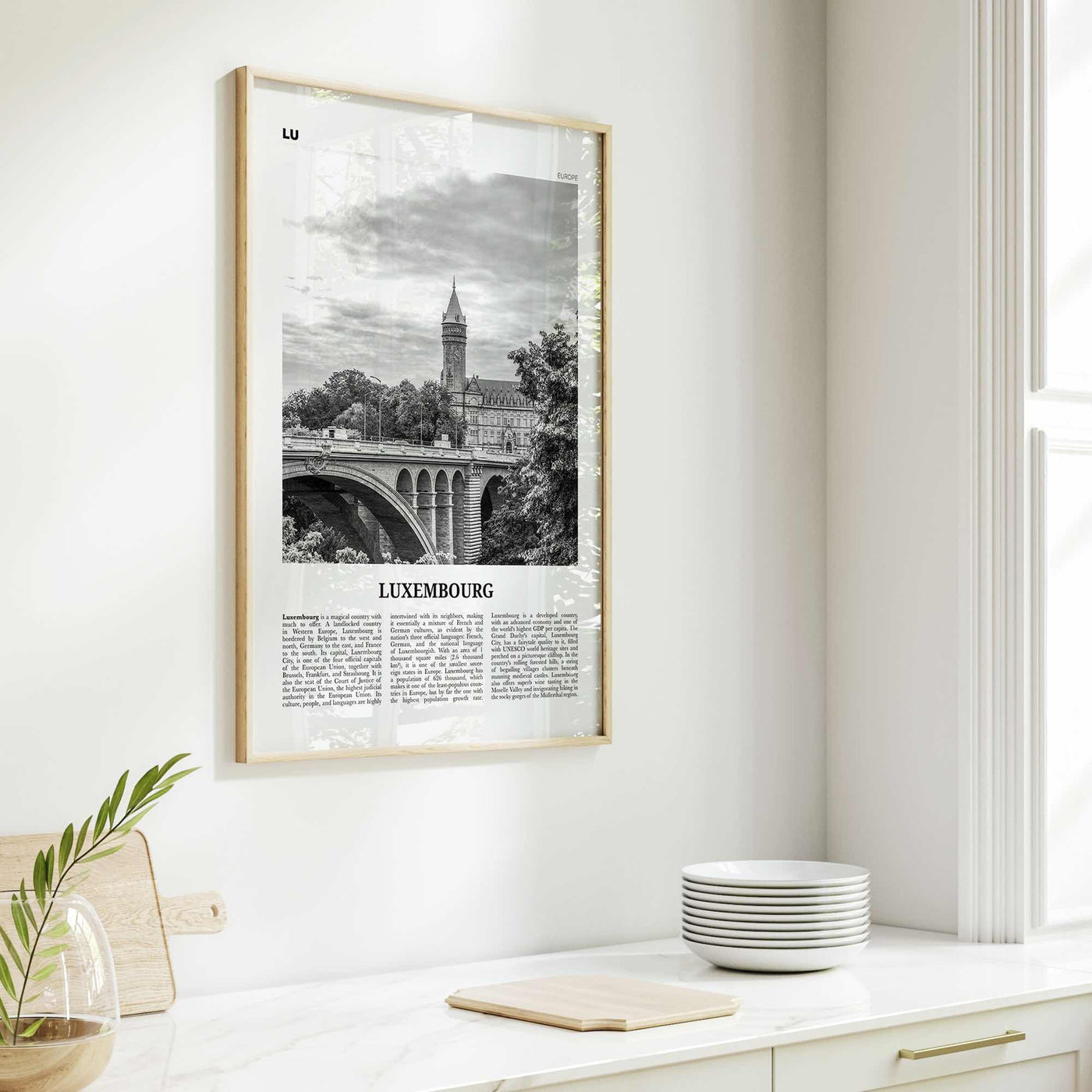 Luxembourg Print Black and White No 1, Luxembourg Wall Art, Luxembourg Poster, Luxembourg Photo, Luxembourg Wall Decor, Lëtzebuerg, Europe