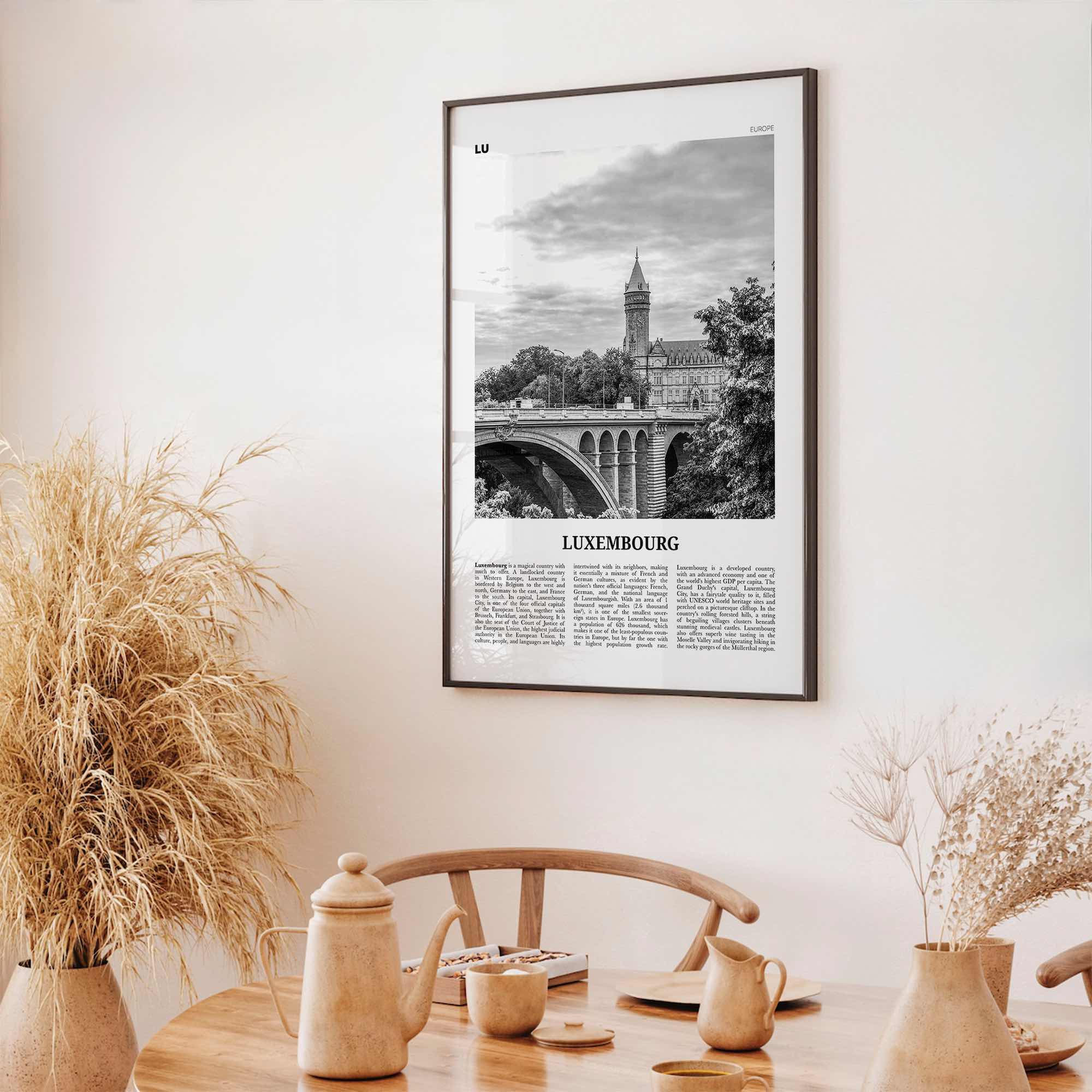 Luxembourg Print Black and White No 1, Luxembourg Wall Art, Luxembourg Poster, Luxembourg Photo, Luxembourg Wall Decor, Lëtzebuerg, Europe