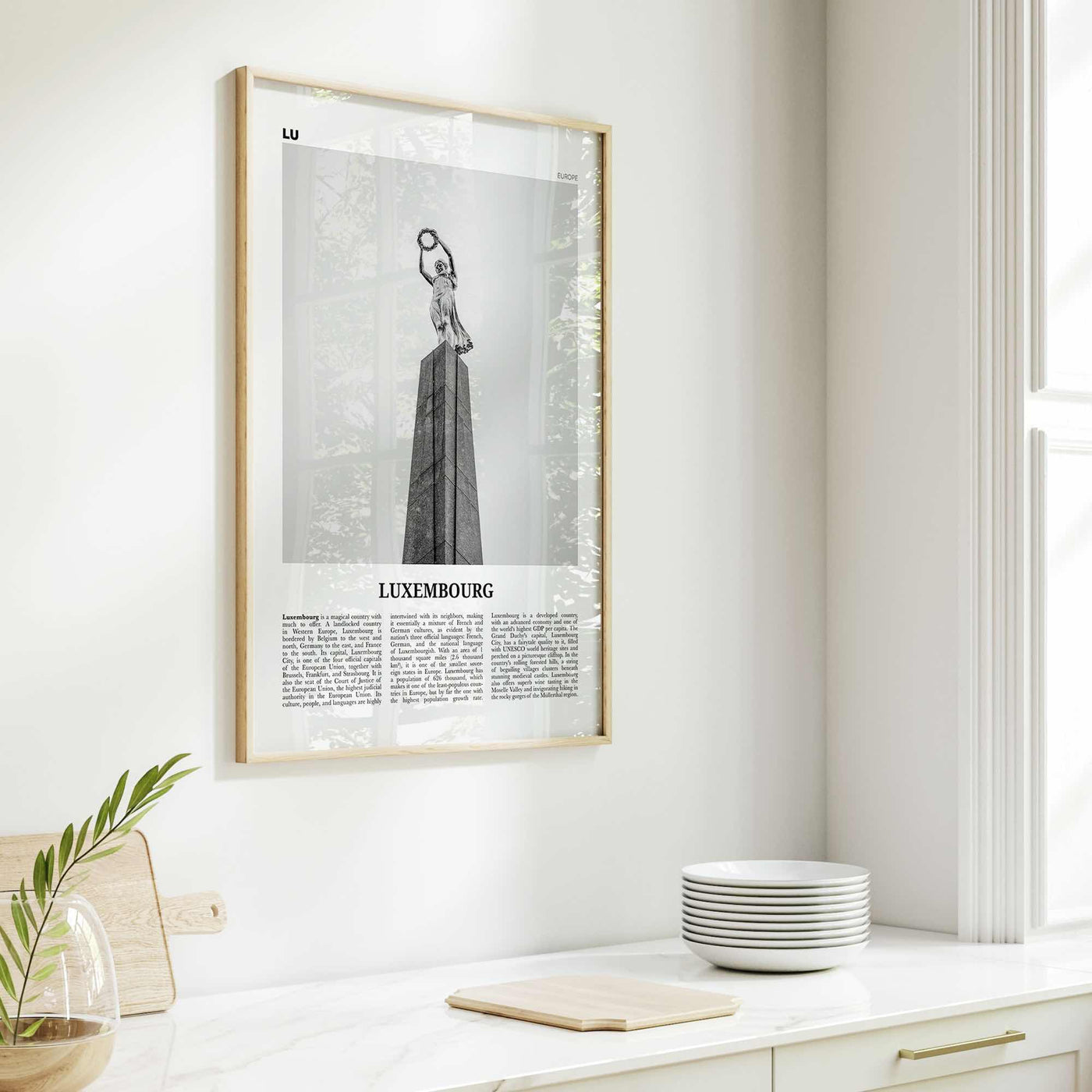 Luxembourg Print Black and White No 2, Luxembourg Wall Art, Luxembourg Poster, Luxembourg Photo, Luxembourg Wall Décor, Luxembourg Map,