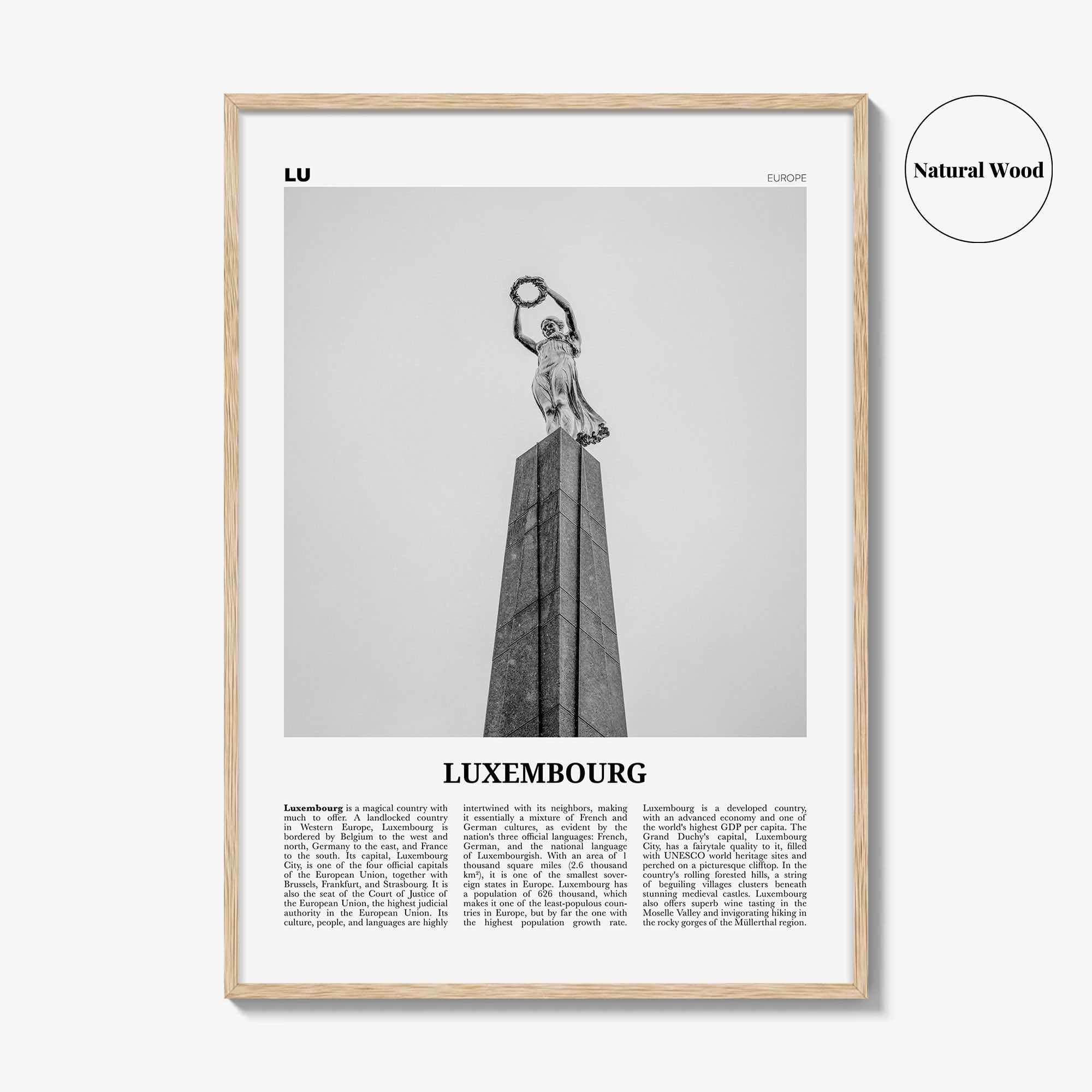 Luxembourg Print Black and White No 2, Luxembourg Wall Art, Luxembourg Poster, Luxembourg Photo, Luxembourg Wall Décor, Luxembourg Map,