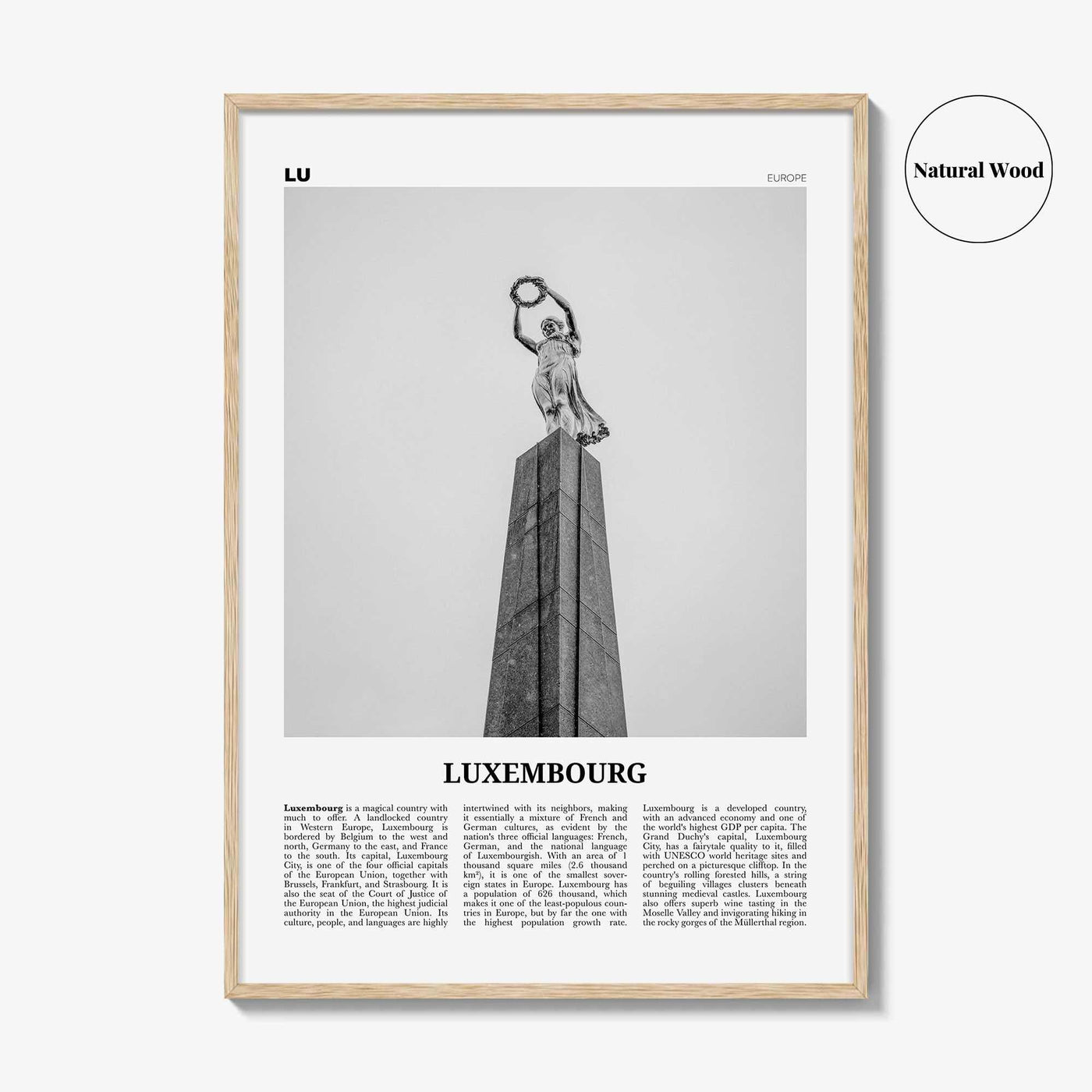 Luxembourg Print Black and White No 2, Luxembourg Wall Art, Luxembourg Poster, Luxembourg Photo, Luxembourg Wall Décor, Luxembourg Map,