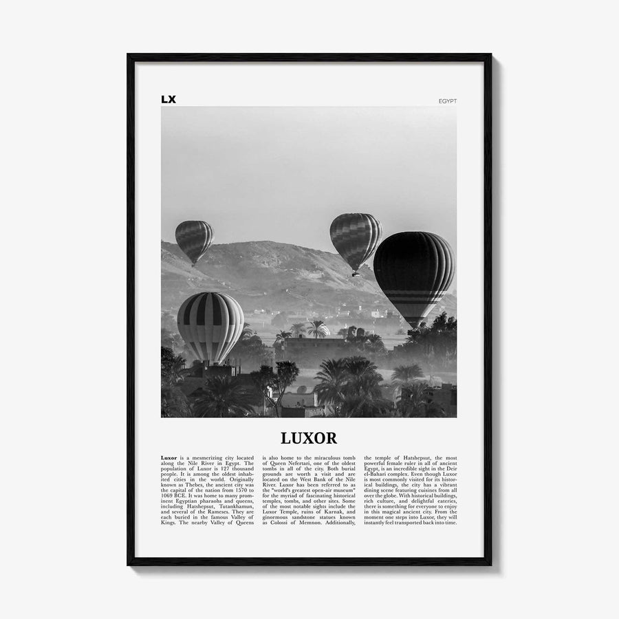 Luxor Print Black and White, Luxor Wall Art, Luxor Poster, Luxor Photo, Luxor Wall Décor, Egypt, الأقصر
