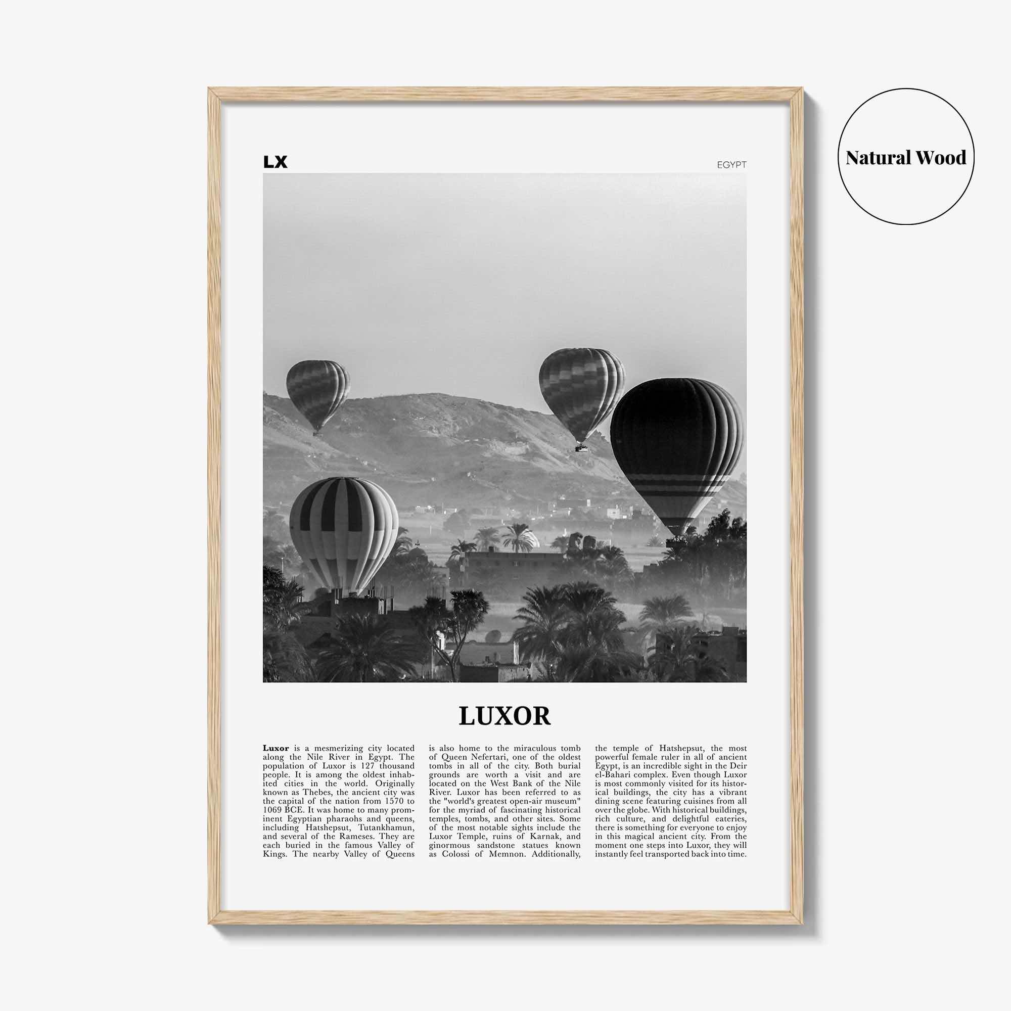 Luxor Print Black and White, Luxor Wall Art, Luxor Poster, Luxor Photo, Luxor Wall Décor, Egypt, الأقصر