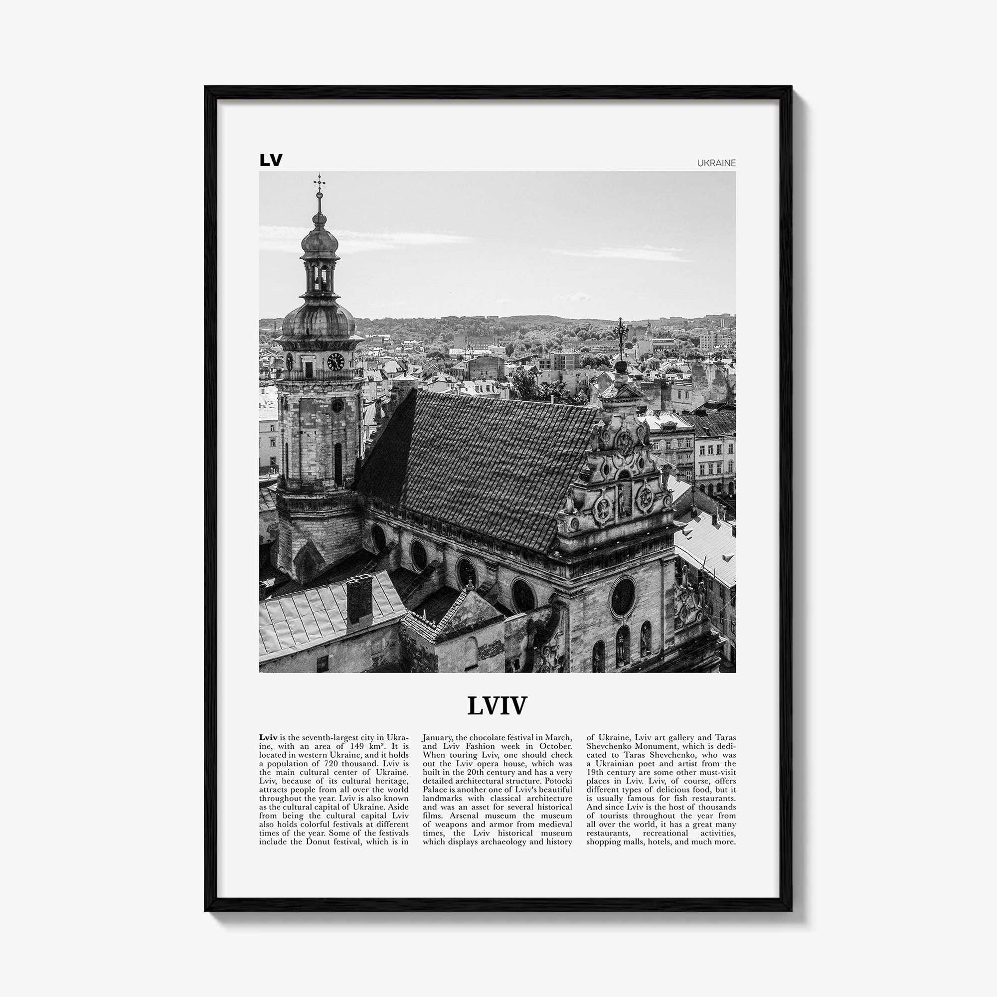 Lviv Print Black and White, Lviv Wall Art, Lviv Poster, Lviv Photo, Lviv Wall Décor, Lviv Map, Ukraine
