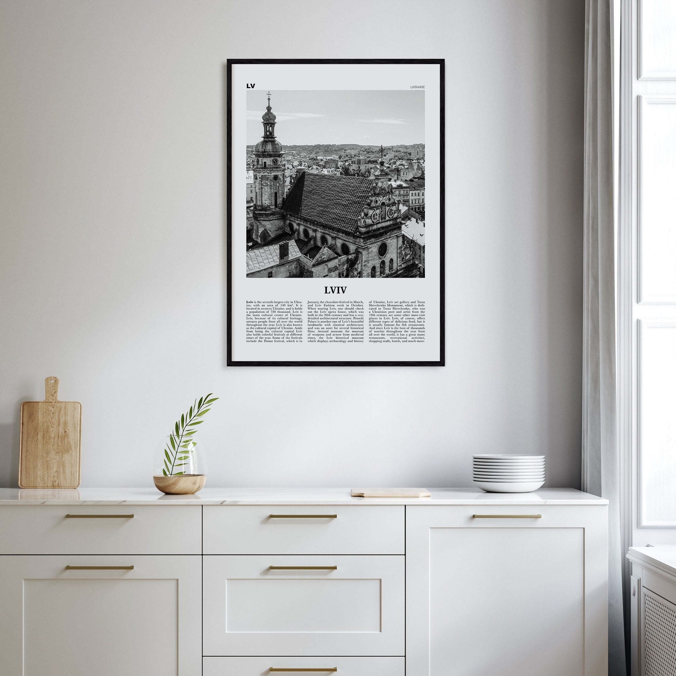 Lviv Travel B&W Poster