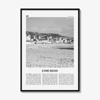 Lyme Regis Print Black and White, Lyme Regis Wall Art, Lyme Regis Poster, Lyme Regis Photo, Lyme Regis Map, Dorset, England, UK