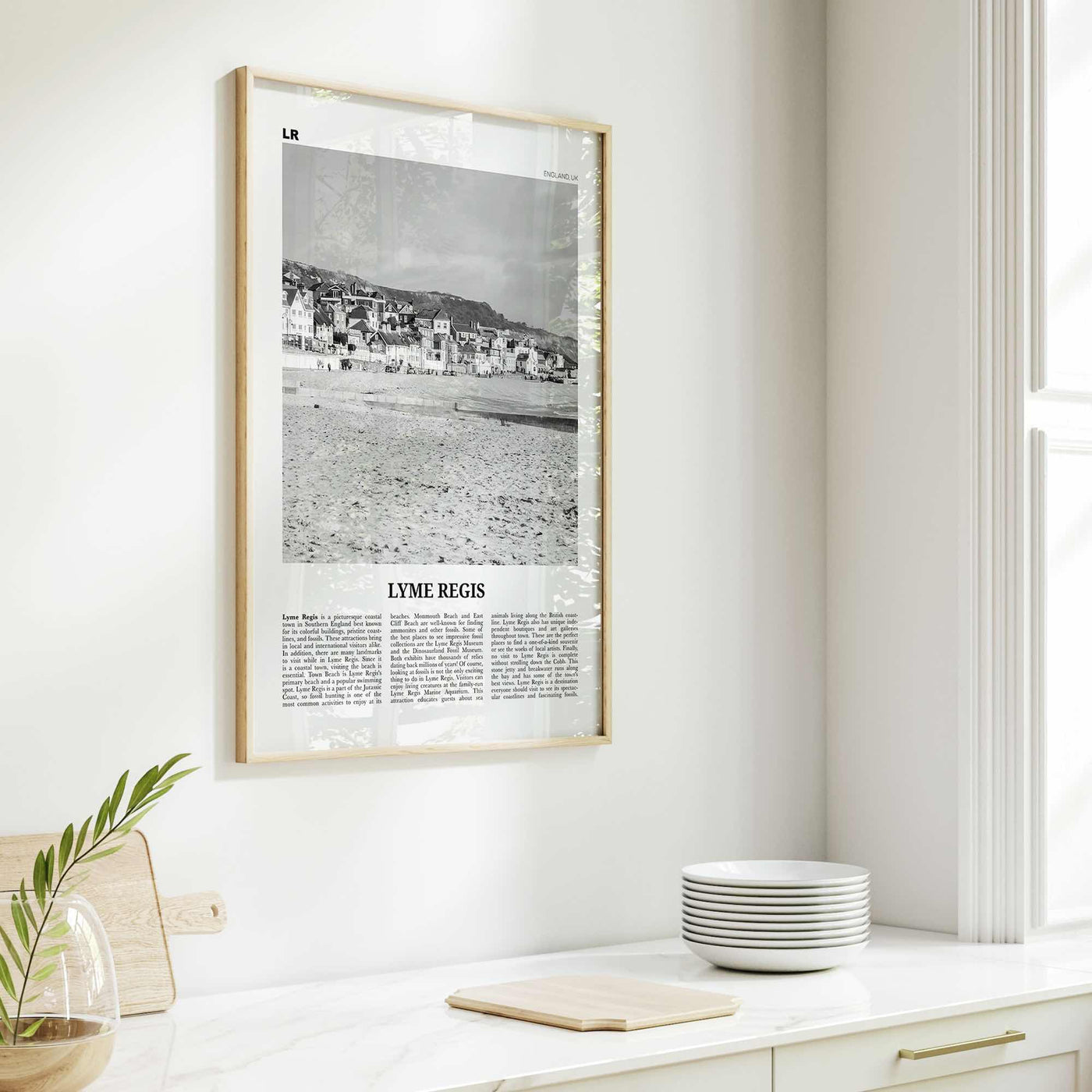 Lyme Regis Print Black and White, Lyme Regis Wall Art, Lyme Regis Poster, Lyme Regis Photo, Lyme Regis Map, Dorset, England, UK