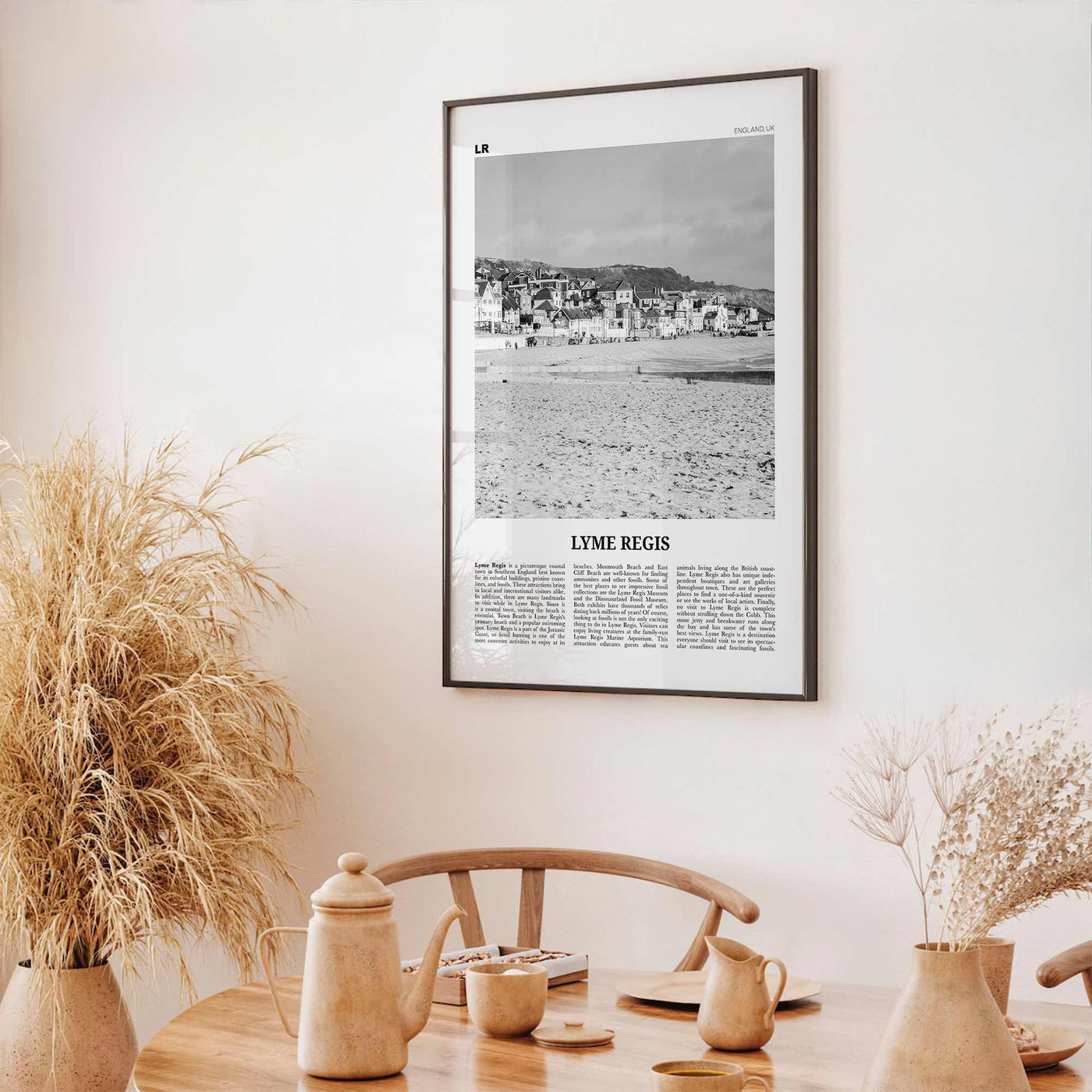 Lyme Regis Print Black and White, Lyme Regis Wall Art, Lyme Regis Poster, Lyme Regis Photo, Lyme Regis Map, Dorset, England, UK