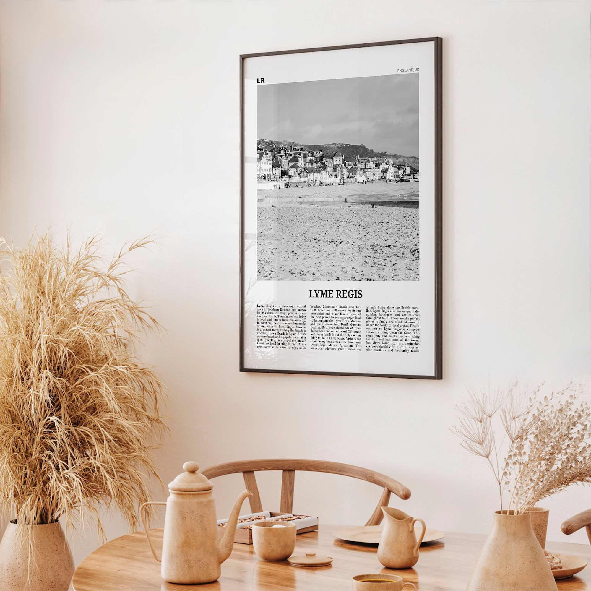 Lyme Regis Print Black and White, Lyme Regis Wall Art, Lyme Regis Poster, Lyme Regis Photo, Lyme Regis Map, Dorset, England, UK
