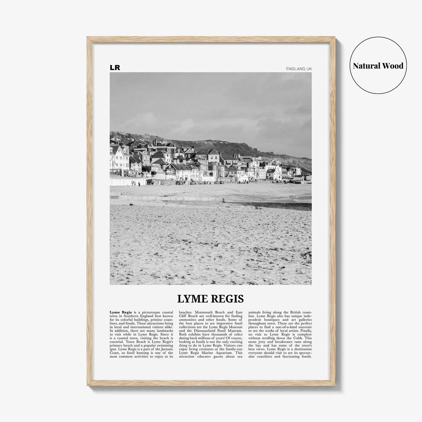 Lyme Regis Print Black and White, Lyme Regis Wall Art, Lyme Regis Poster, Lyme Regis Photo, Lyme Regis Map, Dorset, England, UK