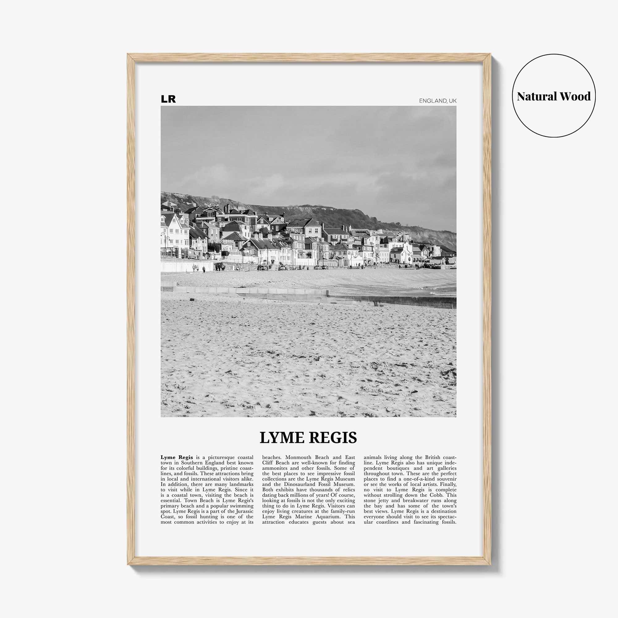 Lyme Regis Print Black and White, Lyme Regis Wall Art, Lyme Regis Poster, Lyme Regis Photo, Lyme Regis Map, Dorset, England, UK