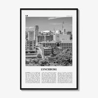Lynchburg Print Black and White, Lynchburg Wall Art, Lynchburg Poster, Lynchburg Photo, Lynchburg Map, Virginia, USA, United States