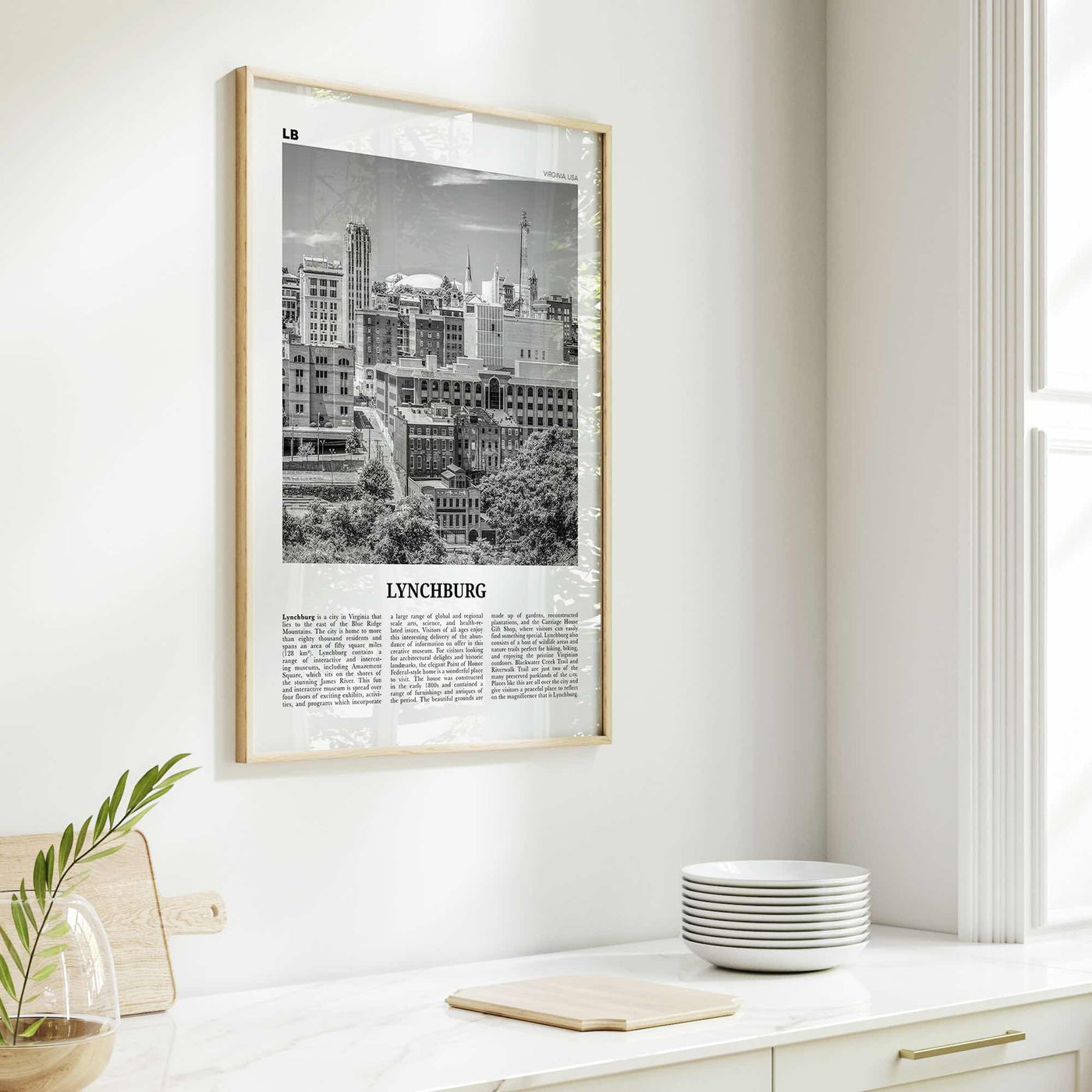 Lynchburg Print Black and White, Lynchburg Wall Art, Lynchburg Poster, Lynchburg Photo, Lynchburg Map, Virginia, USA, United States