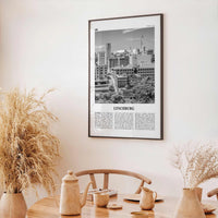 Lynchburg Print Black and White, Lynchburg Wall Art, Lynchburg Poster, Lynchburg Photo, Lynchburg Map, Virginia, USA, United States