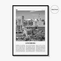 Lynchburg Print Black and White, Lynchburg Wall Art, Lynchburg Poster, Lynchburg Photo, Lynchburg Map, Virginia, USA, United States