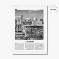Lynchburg Print Black and White, Lynchburg Wall Art, Lynchburg Poster, Lynchburg Photo, Lynchburg Map, Virginia, USA, United States