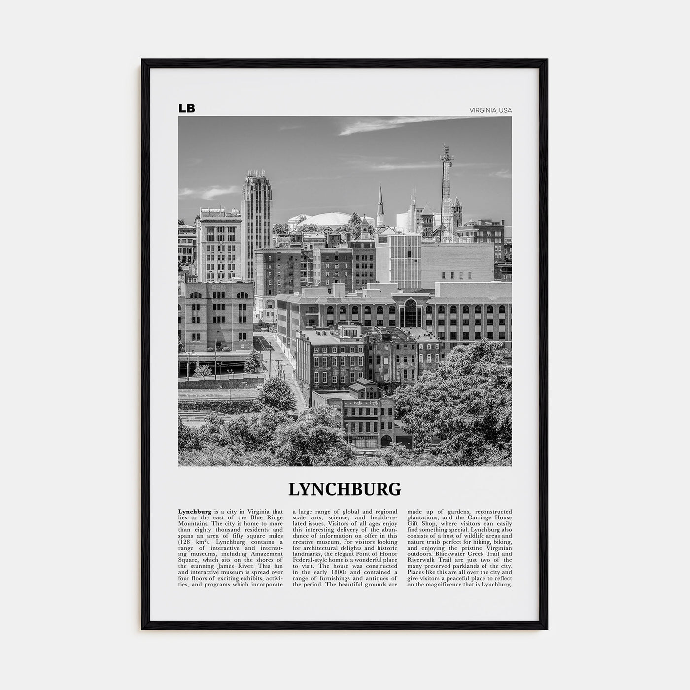 Lynchburg Travel B&W Poster