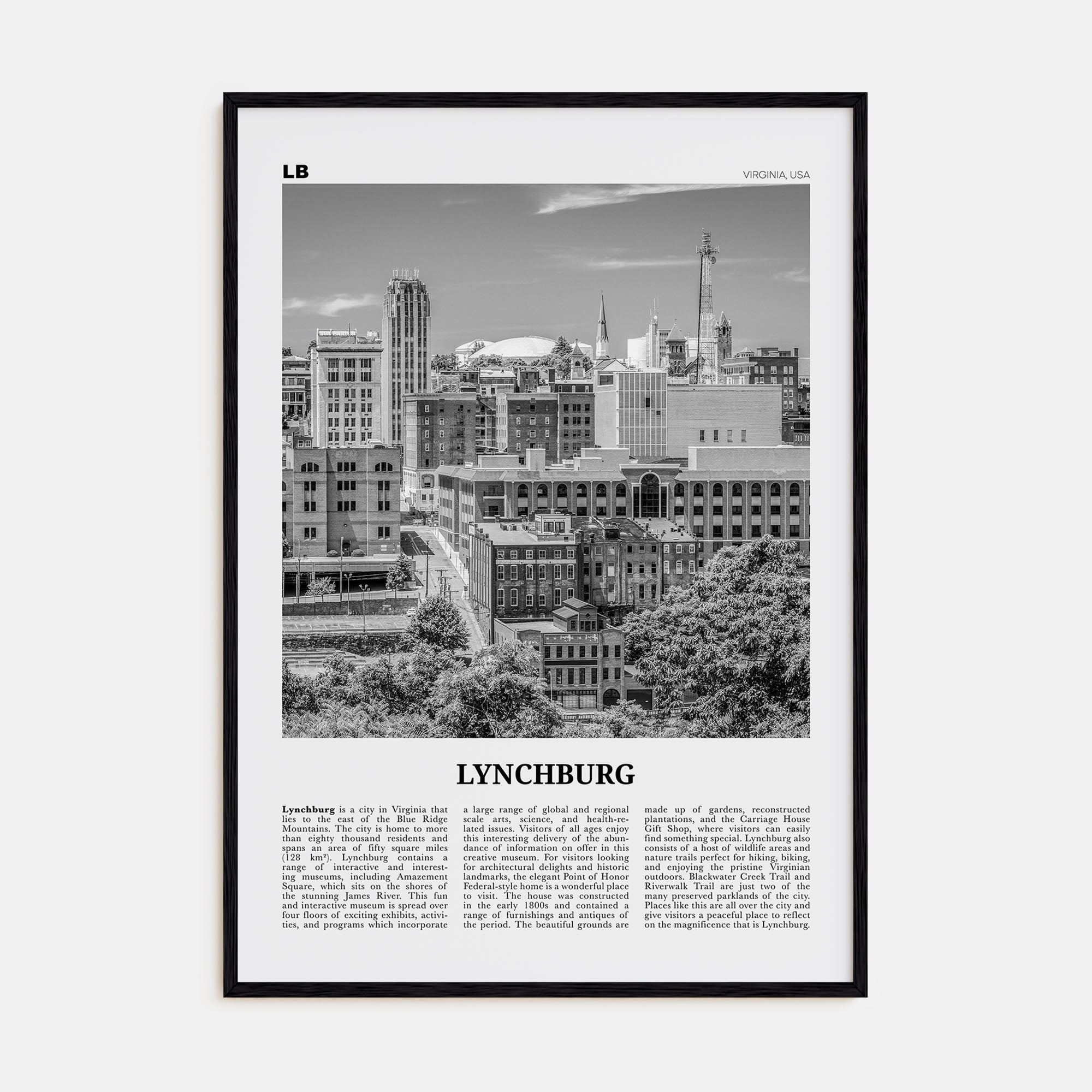 Lynchburg Travel B&W Poster