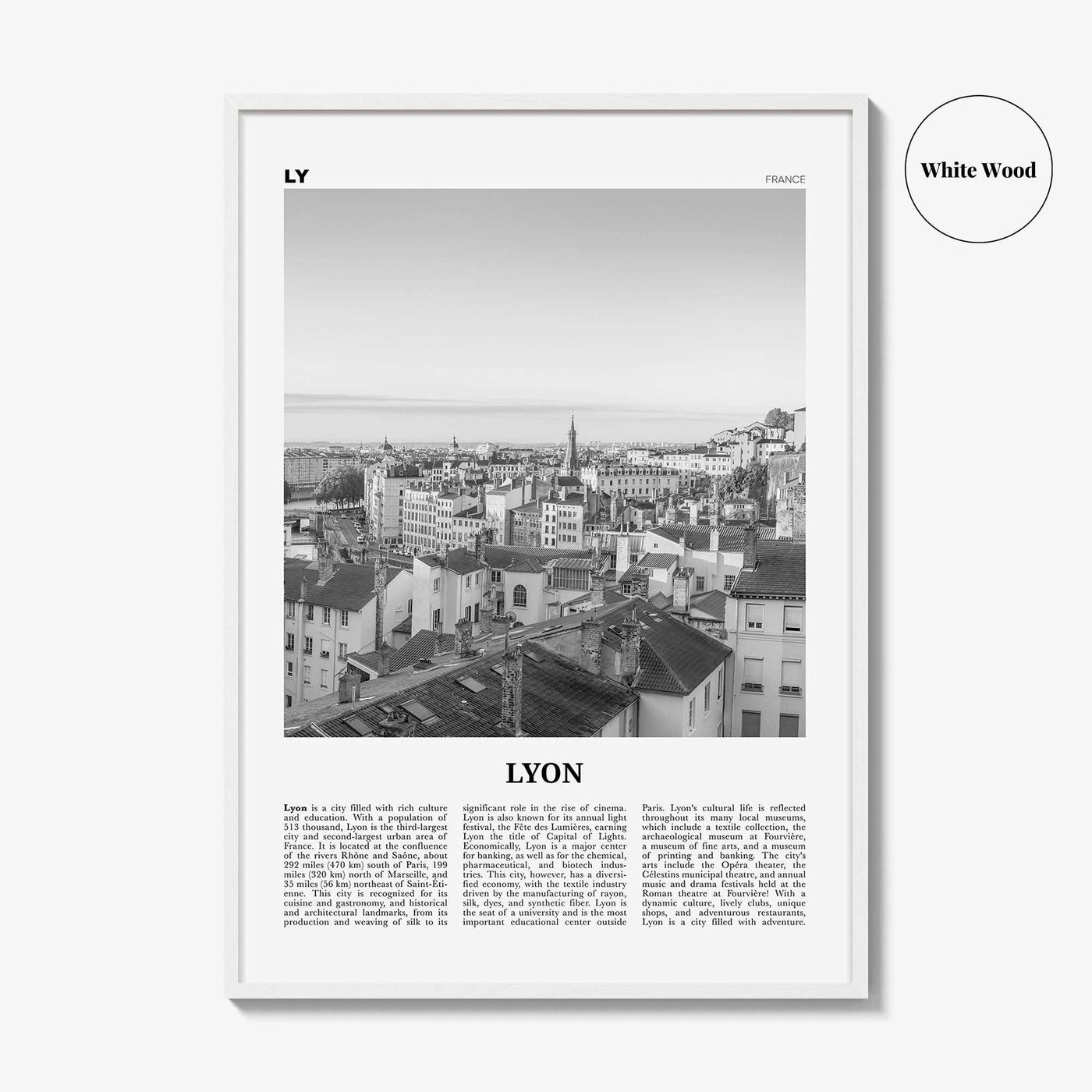 Lyon Print Black and White No 1, Lyon Wall Art, Lyon Poster, Lyon Photo, Lyon Wall Decor, Lyon, Liyon, Lione, Rhône-Alpes, Europe