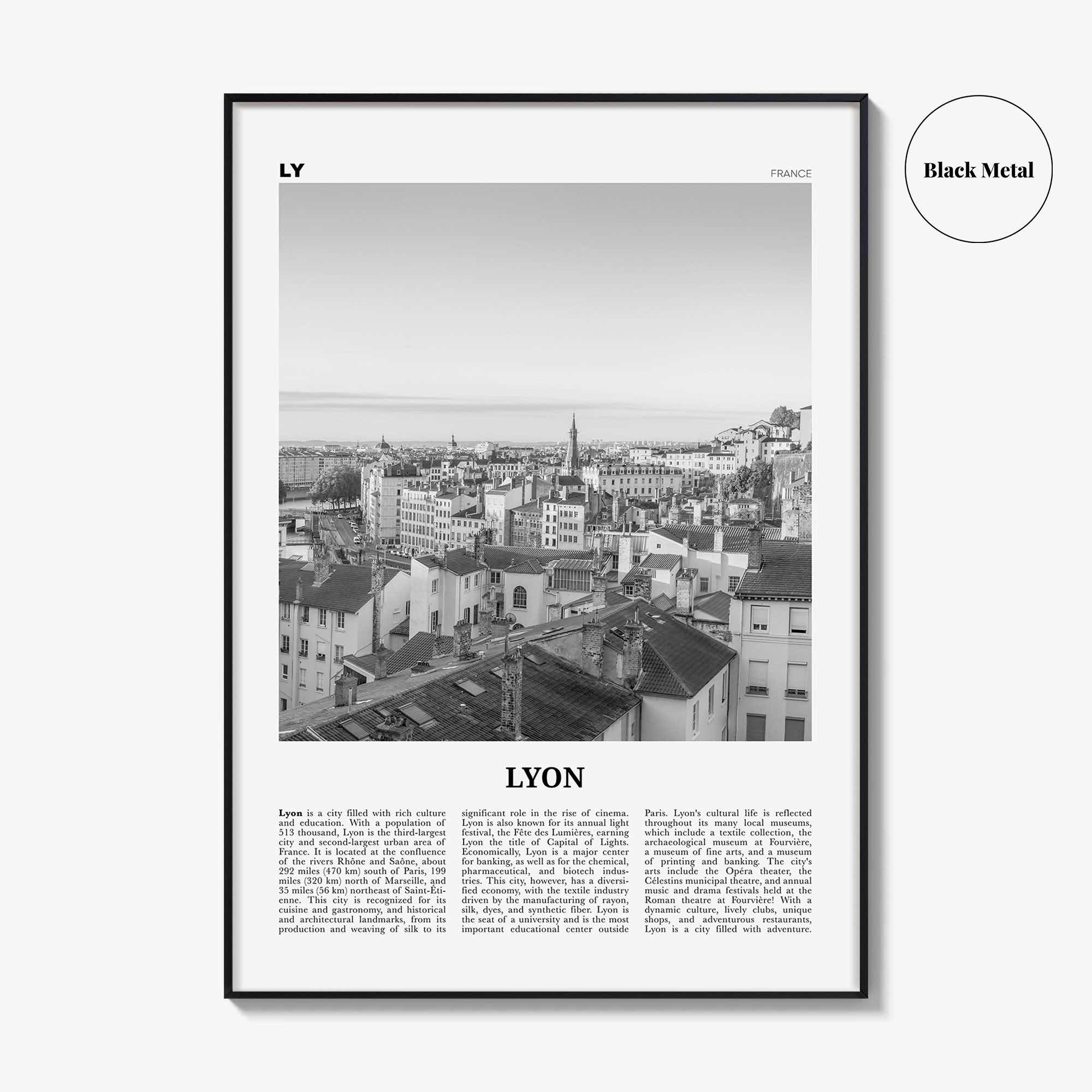 Lyon Print Black and White No 1, Lyon Wall Art, Lyon Poster, Lyon Photo, Lyon Wall Decor, Lyon, Liyon, Lione, Rhône-Alpes, Europe