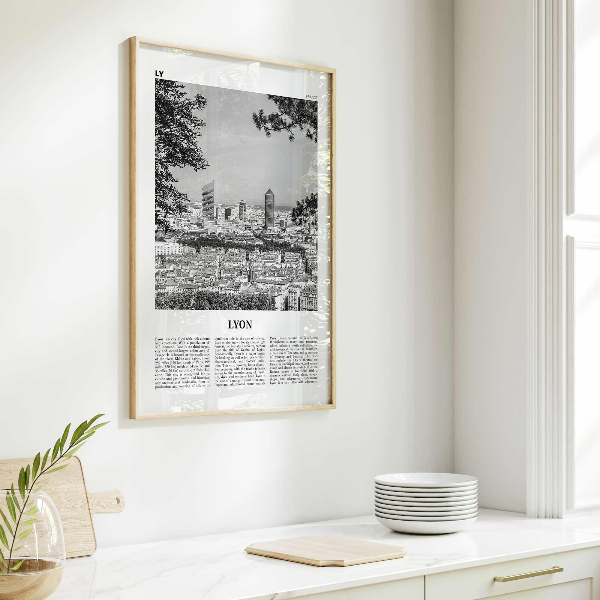 Lyon Print Black and White No 2, Lyon Wall Art, Lyon Poster, Lyon Photo, Lyon Wall Decor, Lyon, Liyon, Lione, Rhône-Alpes, Europe