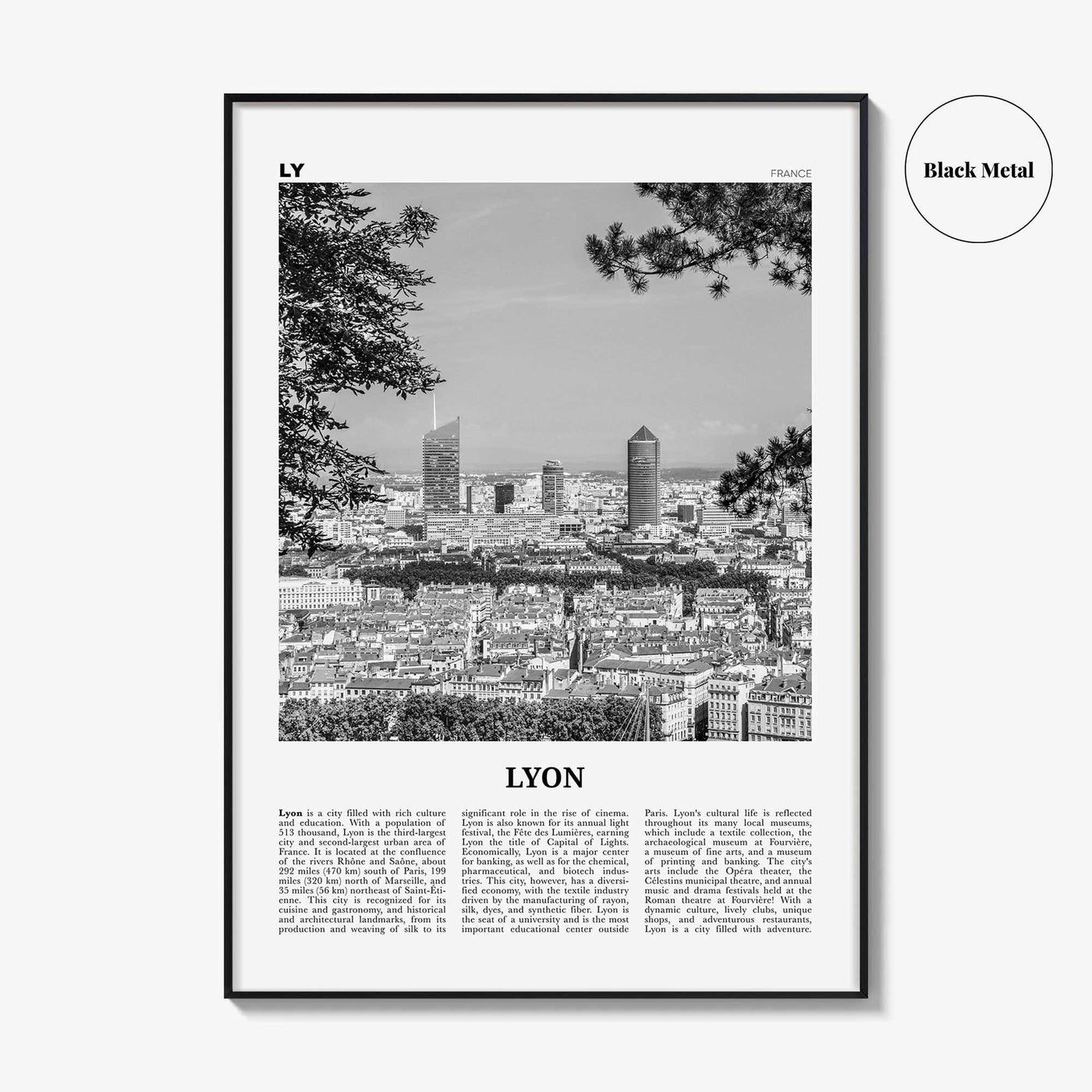 Lyon Print Black and White No 2, Lyon Wall Art, Lyon Poster, Lyon Photo, Lyon Wall Decor, Lyon, Liyon, Lione, Rhône-Alpes, Europe