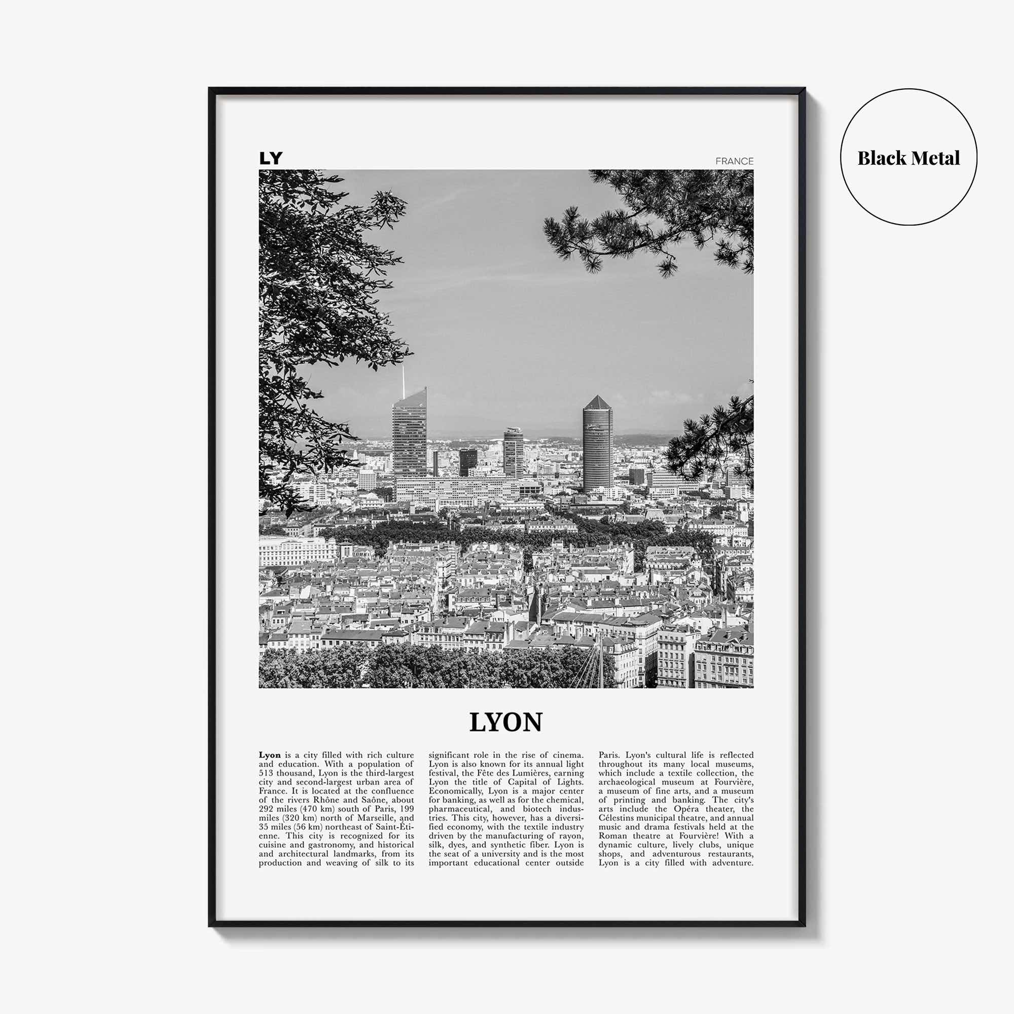 Lyon Print Black and White No 2, Lyon Wall Art, Lyon Poster, Lyon Photo, Lyon Wall Decor, Lyon, Liyon, Lione, Rhône-Alpes, Europe
