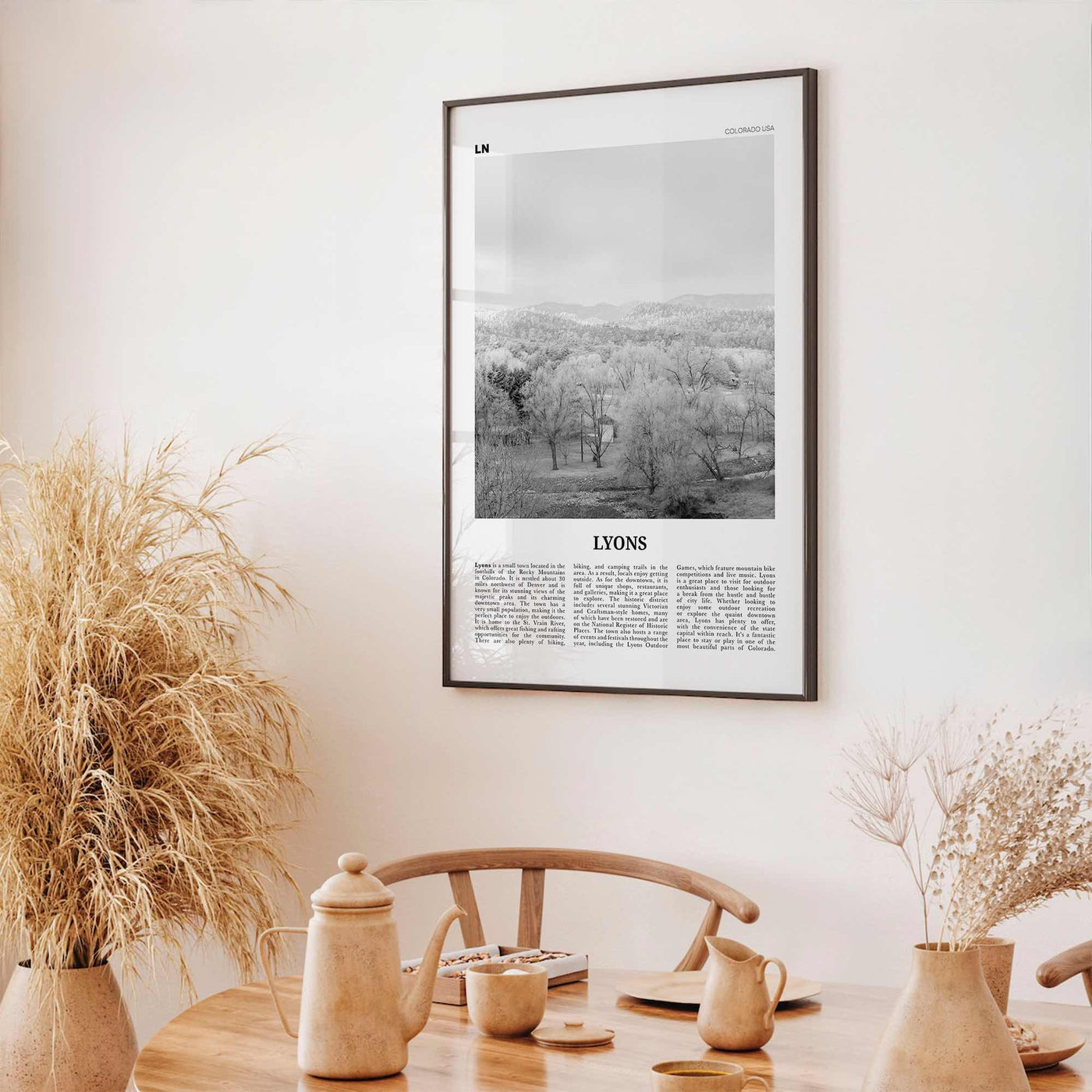 Lyons Print Black and White, Lyons Wall Art, Lyons Poster, Lyons Photo, Lyons Wall Décor, Lyons Map, Colorado, USA