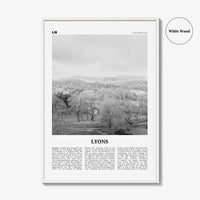 Lyons Print Black and White, Lyons Wall Art, Lyons Poster, Lyons Photo, Lyons Wall Décor, Lyons Map, Colorado, USA