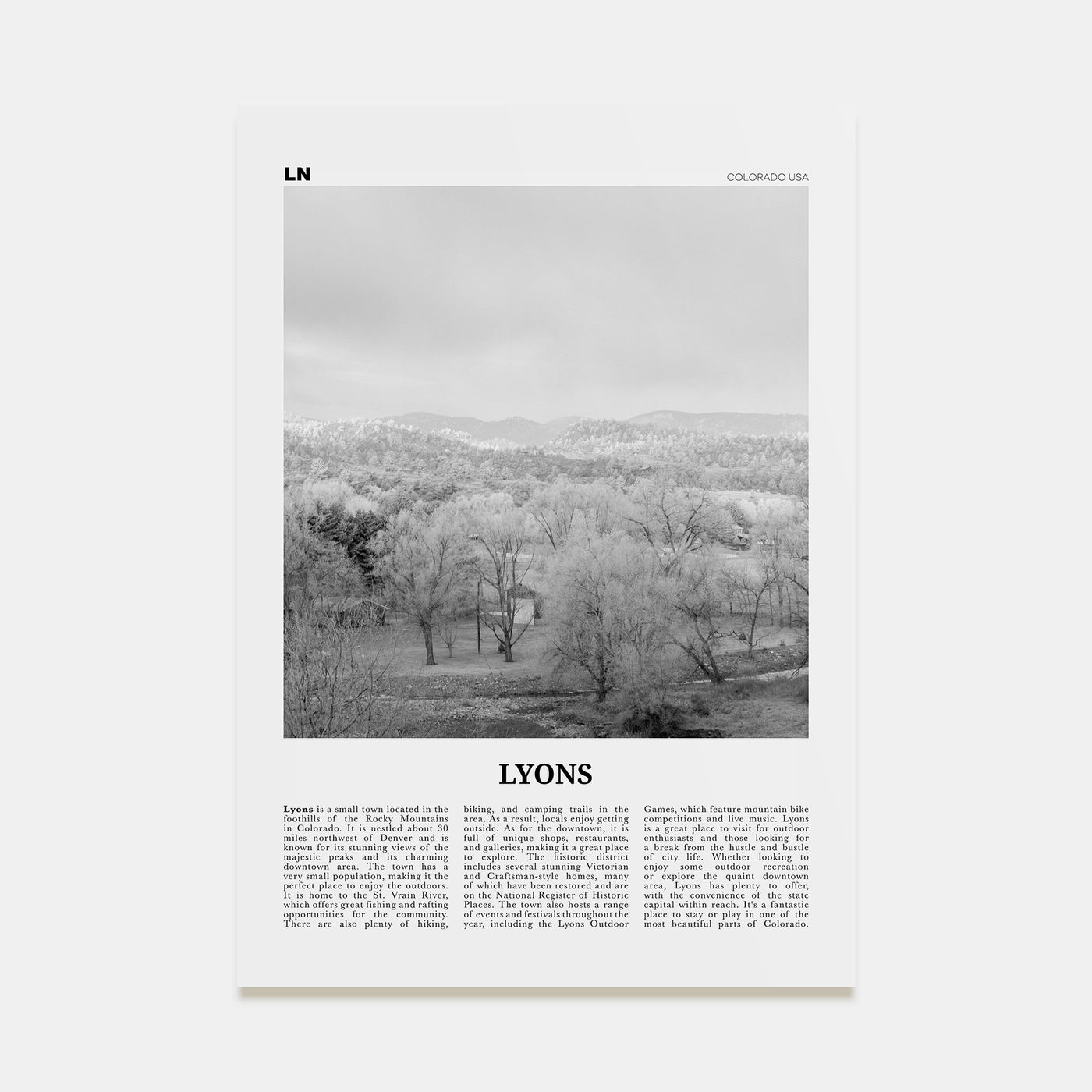 Lyons Travel B&W Poster