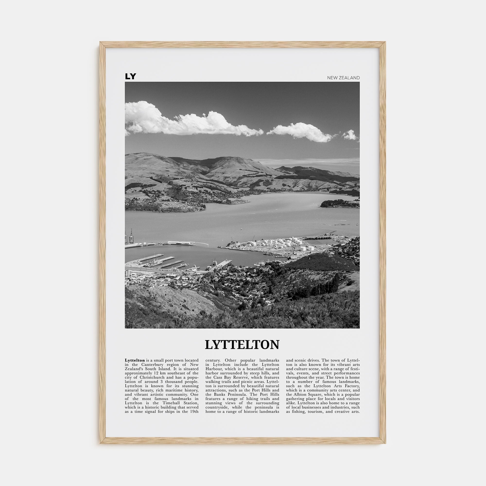 Lyttelton Travel B&W Poster