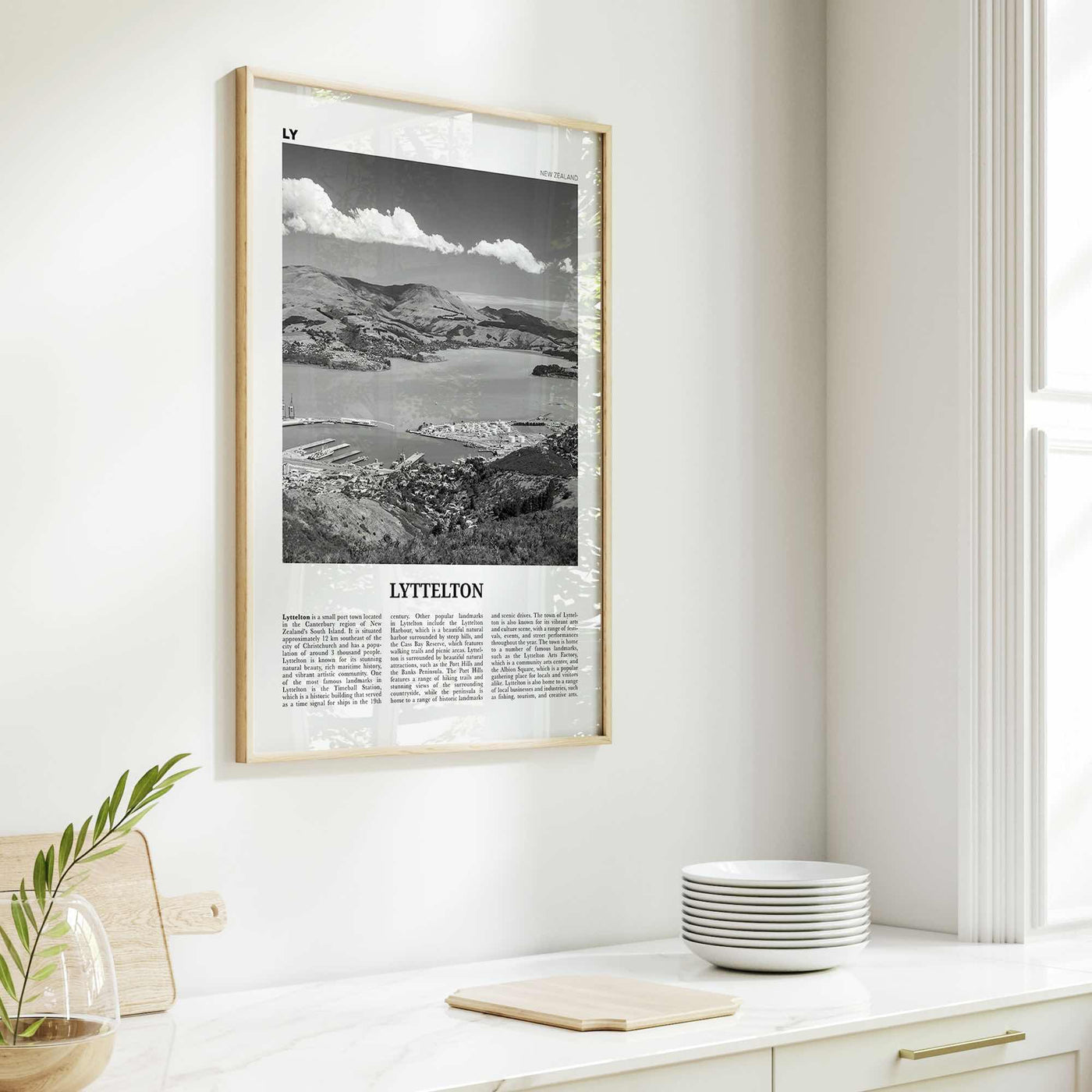 Lyttelton Print Black and White, Lyttelton Wall Art, Lyttelton Poster, Lyttelton Photo, Lyttelton Wall Décor, Lyttelton Map, New Zealand