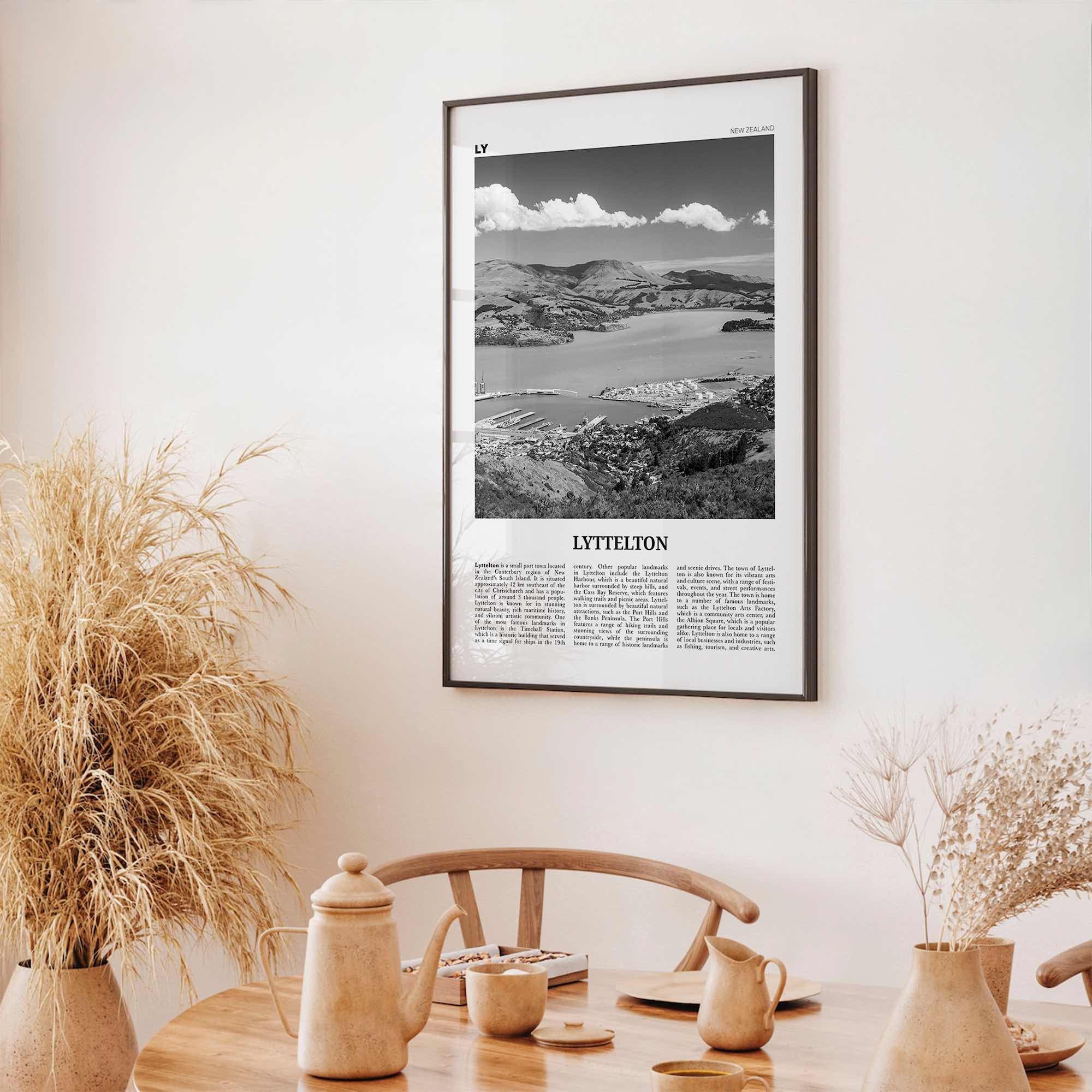 Lyttelton Print Black and White, Lyttelton Wall Art, Lyttelton Poster, Lyttelton Photo, Lyttelton Wall Décor, Lyttelton Map, New Zealand