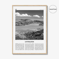 Lyttelton Print Black and White, Lyttelton Wall Art, Lyttelton Poster, Lyttelton Photo, Lyttelton Wall Décor, Lyttelton Map, New Zealand
