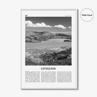 Lyttelton Print Black and White, Lyttelton Wall Art, Lyttelton Poster, Lyttelton Photo, Lyttelton Wall Décor, Lyttelton Map, New Zealand