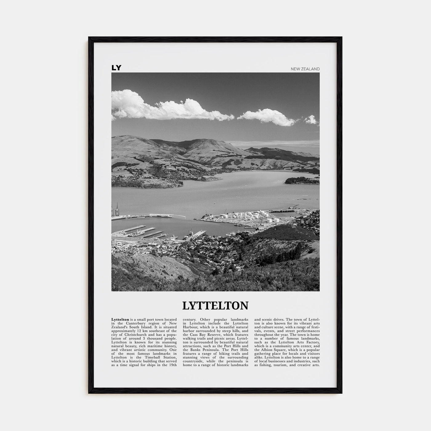 Lyttelton Travel B&W Poster