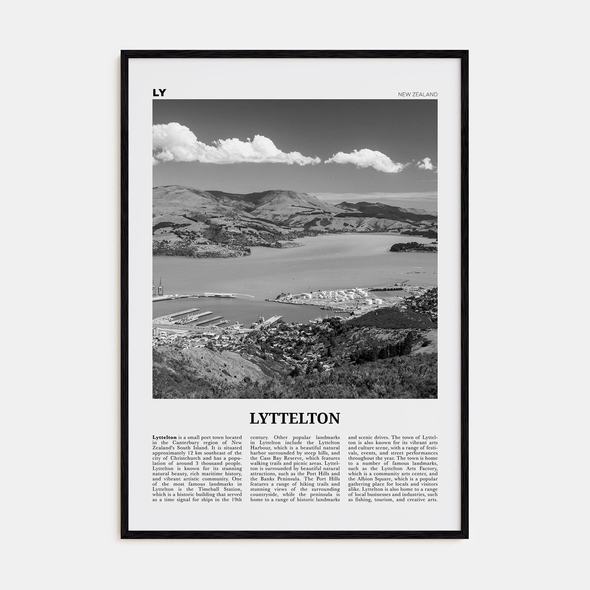 Lyttelton Travel B&W Poster