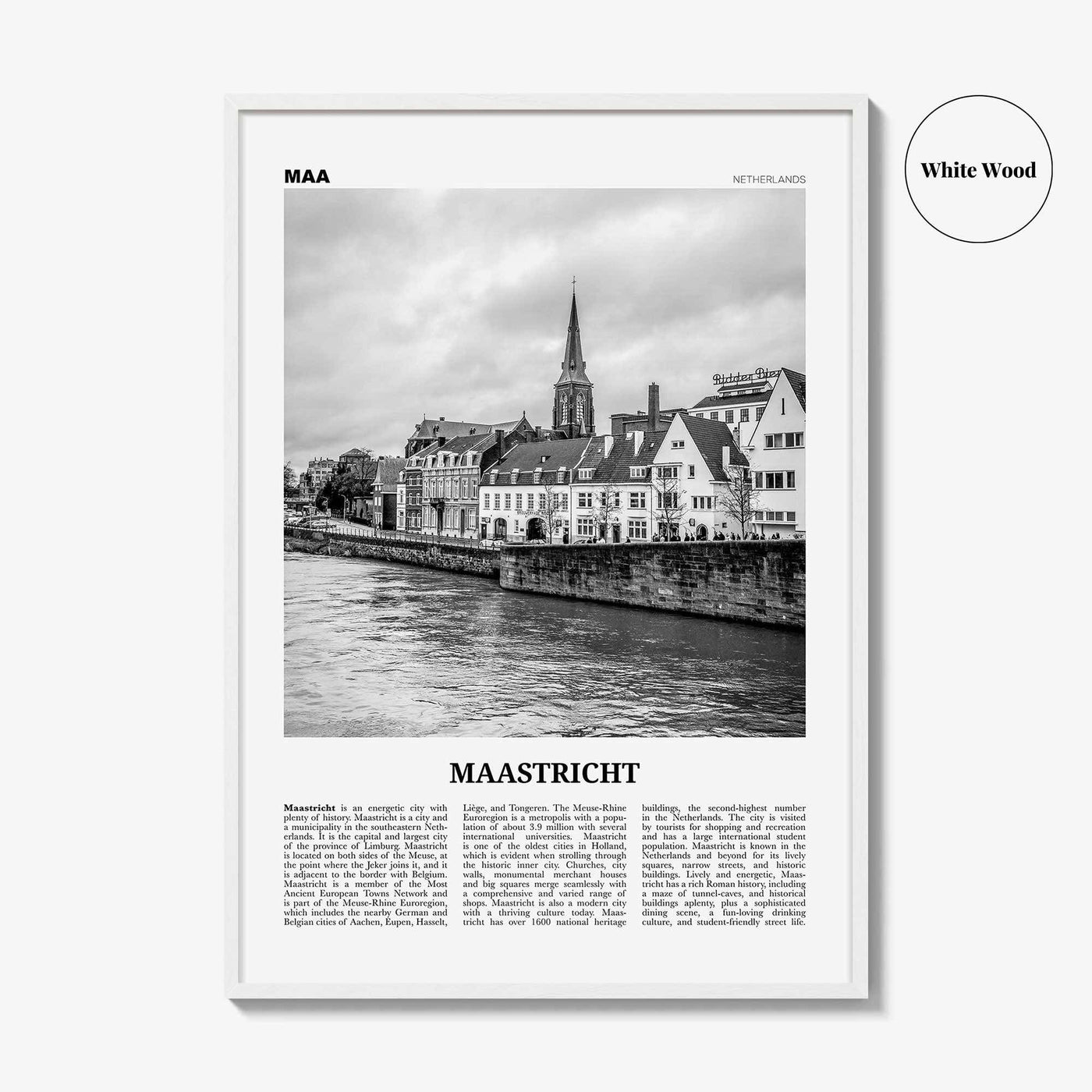 Maastricht Print Black and White, Maastricht Wall Art, Maastricht Poster, Netherlands, Nederland, Holland, Maestricht, Limburg, Europe