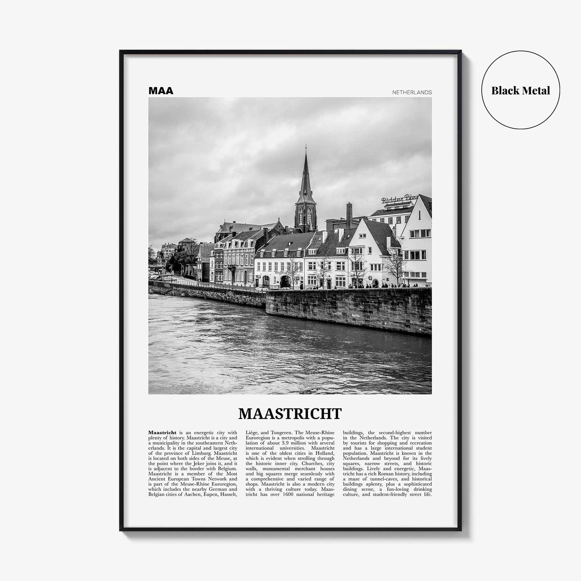 Maastricht Print Black and White, Maastricht Wall Art, Maastricht Poster, Netherlands, Nederland, Holland, Maestricht, Limburg, Europe