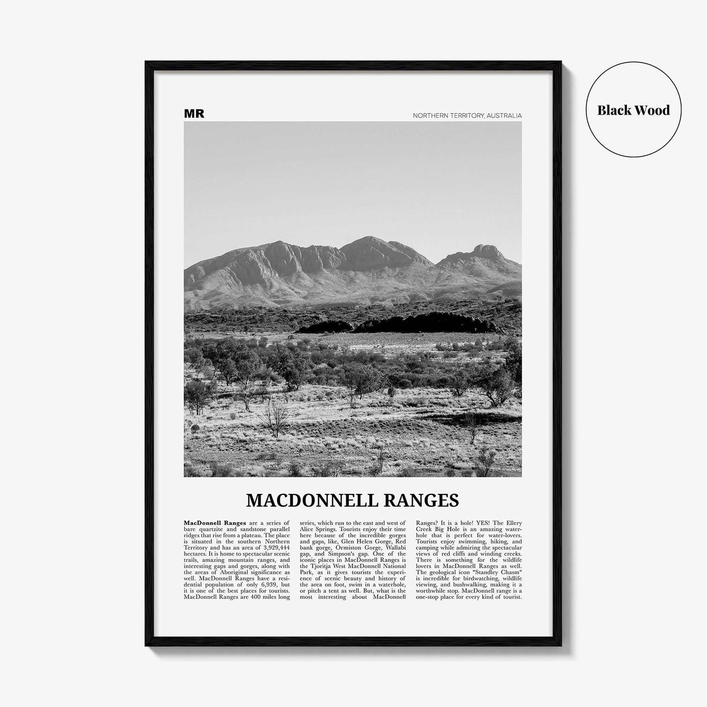 MacDonnell Ranges Print Black and White, MacDonnell Ranges Wall Art, MacDonnell Ranges Poster, MacDonnell Ranges Photo, Australia