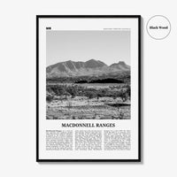 MacDonnell Ranges Print Black and White, MacDonnell Ranges Wall Art, MacDonnell Ranges Poster, MacDonnell Ranges Photo, Australia