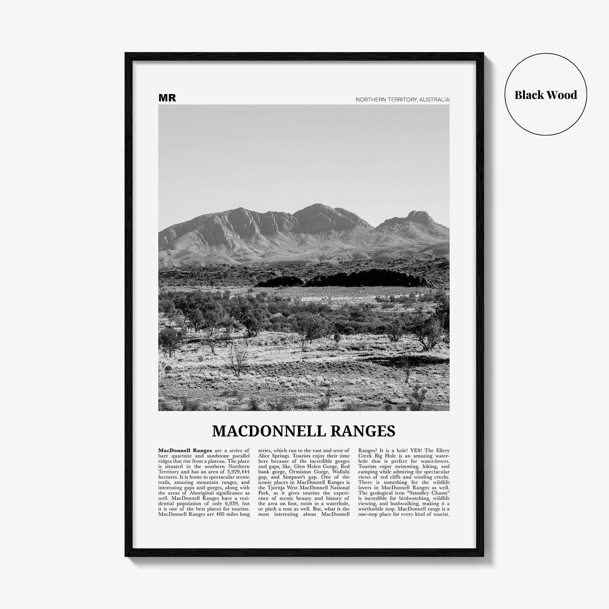 MacDonnell Ranges Print Black and White, MacDonnell Ranges Wall Art, MacDonnell Ranges Poster, MacDonnell Ranges Photo, Australia