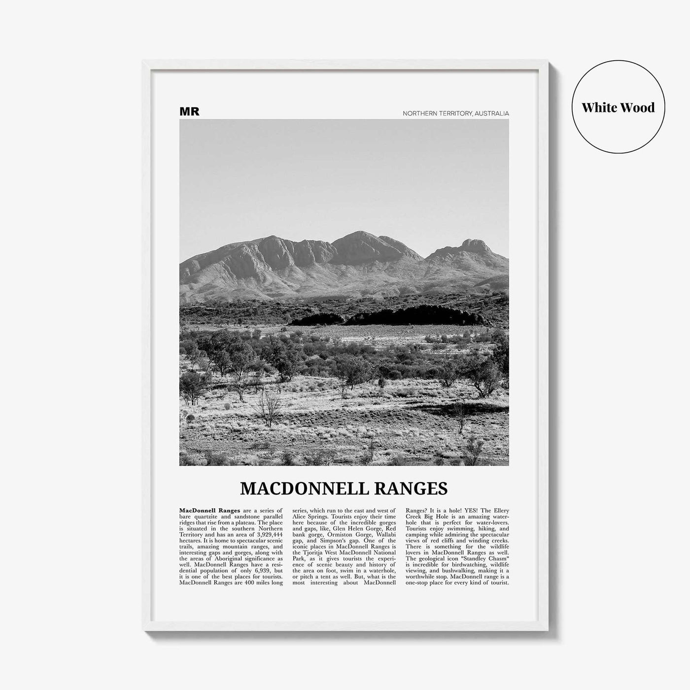 MacDonnell Ranges Print Black and White, MacDonnell Ranges Wall Art, MacDonnell Ranges Poster, MacDonnell Ranges Photo, Australia